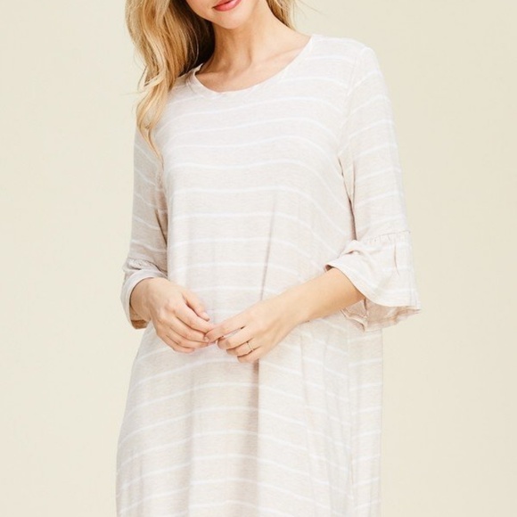 Papermoon Dresses & Skirts - Papermoon Stripe Ruffle Sleeve Tunic Dress